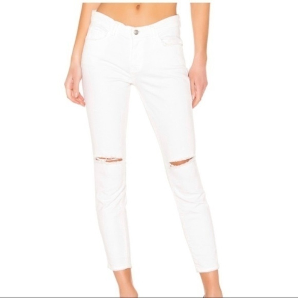 Current Elliott The Stiletto Distressed White Skinny Jeans